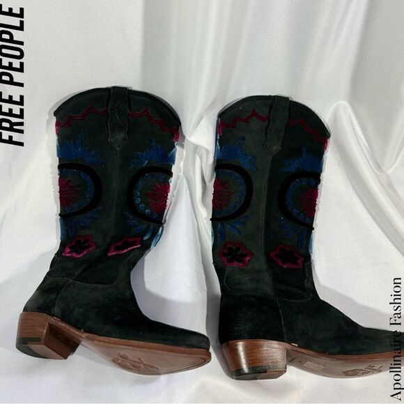 FREE PEOPLE ROUNDHOUSE STICH BOOTS BLACK COMBO SIZE 39.5 EU NWT - Picture 6 of 14
